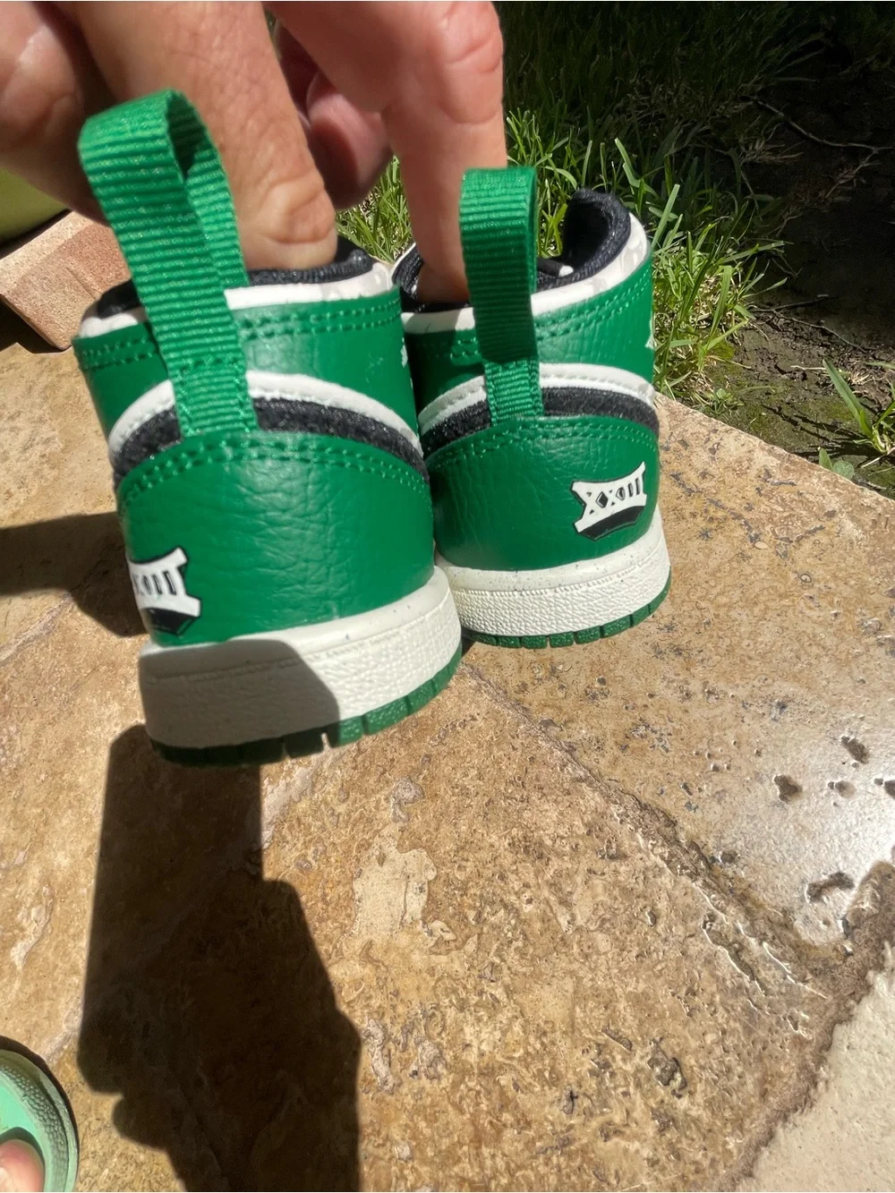 New Jordan Air Jordan 1 Green White Black High Top Leather Sneakers Kids 10c
